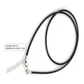 Collar de cordón encerado negro con cierre de langosta plateado, 60 cm y extensión de 5 cm - Negro - Cadena de Cuerda de Cuero