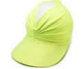 Fluorescent yellow wide brim sun visor with pleated elastic band for outdoor sports - Neon Yellow