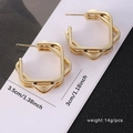Exaggerated golden geometric square hoop earrings with multi-layer layered design - Multi-layer Irregular Square