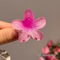 Pink translucent gradient frangipani flower hair claw clip in resin material, approx 4cm - Small Rose Red Plumeria Clip 4cm