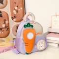 Paarse en beige peuterrugzak met 3D-wortelzakje en schattig konijnenontwerp - Paars