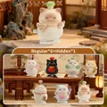 Lucky cat flocking figurine set with mechanical wind-up motion and traditional charms - -7 Lucky Cat Box 6 / Full Box Set