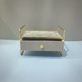 Gray velvet jewelry storage drawer with gold metal frame for bracelets and necklaces - Single Layer Jewelry Drawer Box (Grey)