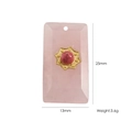 Pink faceted natural stone tarot pendant in rectangular shape with gold star inlay - Rose Quartz