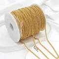 Golden 3mm curb chain on a white spool for DIY jewelry making with high density links - 3mm Dense Copper Chain / Thick Silver