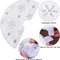 Mini 38cm white plush Christmas tree skirt with silver snowflakes and velcro closure - Silver Embroidered Snowflakes