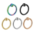 Minimalist stainless steel circular barbell piercing rings in five metallic finishes - Captive Bead Ring / 1.2*8*3mm / Black