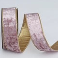 Dusty pink velvet Christmas ribbon with metallic gold wired edges in S-curve shape - 4cm*10 Yards / Lavender