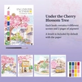 DIY Aquarell Malset Unter Kirschblüten mit 4 Szenen 2 Farbarten und einem Pinsel - Unter dem Kirschblütenbaum