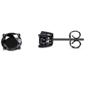 Classic round black zircon stud earrings in black plated four-prong stainless steel - Round Black 3mm Single