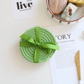 Morandi green woven cotton coasters set with silk ribbon bow and spiral texture detail - Diameter 8cm / Green (Single Piece, No Ribbon)