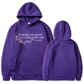 Purple hoodie featuring Christmas slogan 'Probably Just Gonna Jingle' in flat lay view - S / Purple