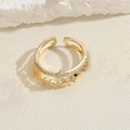 Anello aperto dorato a doppio strato con zirconi rosa e bianchi a farfalla - Anello con Zirconi a Stella Geometrica