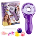 Electric purple hair braider tool kit with colorful threads and beads for kids DIY styling - Purple Braider Set