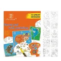 Kids acrylic canvas pad set with 10 pre-printed cartoon designs for watercolor painting - Kids Creative Line Drawing Pad Style 1