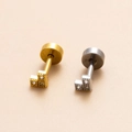 20G gold and silver steel flower cartilage stud earrings with micro-pave cubic zirconia - Silver 3-Stone Style (7#)