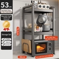 Gun grey 3-tier adjustable kitchen rack for microwave and rice cooker storage - 3-Tier Fixed-53cm-Gun Grey-With Cutting Board Rack
