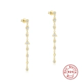Orecchini a nappa in argento 925 con zirconi geometrici e raffinata finitura dorata - Geometrico Quadrato / Oro