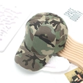Macro detail of camouflage baseball cap showing six-panel structure and vent holes - Adjustable / Light Green and Coffee Camouflage