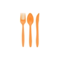 Bohemian orange party set including plastic fork, spoon, and knife on white backdrop - Dinner Knife