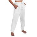 Pantalones deportivos blancos clásicos para mujer con cordón y puños ajustados de canalé - S / Blanco