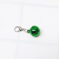Green metal pet collar bell with silver lobster clasp for DIY jewelry making - Glossy Green