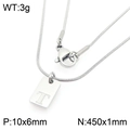Zilveren vierkante letter T hanger ketting met fijne slangenketting voor dames - Zilveren Letter T (KN293420-Z)