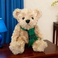 Süßer hellbrauner Teddybär aus Plüsch mit grünem Karoschal als Geburtstagsgeschenk - 25cm / Stil Mit Grün Karriertem Schal