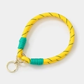 Gelbe geflochtene Handy-Handschlaufe mit schwarzem Spiralmuster und Goldring - 1.7cmx25cm / Gelb