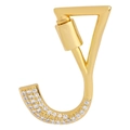 Gold-plated letter J charm with cubic zirconia inlay and secure screw clasp fastener - Letter J