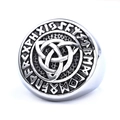 Anello con nodo Triquetra vichingo in acciaio inossidabile argento e rune nordiche - US 7 / Stile Nodo Celtico Color Acciaio (12409)