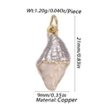 Copper shell charm pendant with silver and gold glitter cream enamel finish - Two-tone Shell (CX137-4)