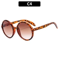 Retro round tortoise shell sunglasses with brown gradient lenses and C4 variant - Leopard / Brown