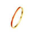 Detailed close-up of a 3mm gold-plated stainless steel bangle with orange enamel finish - 4MM Gold + Orange