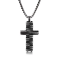 Hip hop men's irregular stainless steel cross pendant with a matte sand finish - Antique Silver Multilayer Stacked Pendant (No Chain)