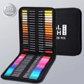 Coffret de 36 feutres aquarelle lavables à double pointe avec étui noir zippé - 36 Couleurs Corps Noir avec Sac CD