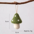 Mini wool felt mushroom Christmas ornament in grass green with white polka dots - Green Umbrella Mushroom