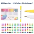 120-color dual-tip watercolor markers with soft brush and fine nibs in white plastic casing - New Style White 120 Colors Soft Tip