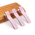 Three pink grosgrain ribbon wrapped duckbill hair clips on a wooden stand - 5CM Ribbon Wrapped Clip / Pink
