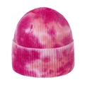 Pink and white tie-dye knit beanie with vertical ribbed texture and wide cuffed design - M(56-58cm) / Rose Pink Tie-Dye