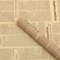 Retro newspaper style waterproof flower wrapping paper in warm brown kraft finish - Korean Newspaper - Kraft Wine Red