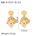 Detailed dimensions of gold lava texture earrings with multi-color rhinestones - Gold Multicolor Zirconia Style (NB-E1557-G-CL)