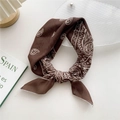 Dark brown Paisley cotton linen neck scarf with white cashew flower pattern detail - Caramel Paisley