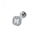 F136 titanium piercing stud featuring a square clear zircon cluster design - 1.2*6mm / Octagon Silver