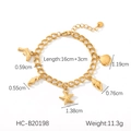 Detail of stainless steel ocean charm bracelet with size and weight measurements - Marine Animal Style (HC-B20198)
