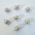 Silver sphere magnetic clasp with inlaid rhinestones for DIY jewelry making and bracelets - 10mm Rhinestone Sphere / Silver