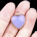 Natural amethyst heart pendant with gold plated metal border for jewelry making - Artificial Aquamarine Jade Gold Edging