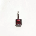 Square red glass birthstone pendant with silver metal frame for DIY jewelry - Silver - January