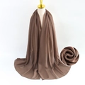 Brown bubble pearl chiffon hijab scarf for women made of lightweight soft fabric - Brown
