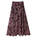 Detailansicht des dunkelbraunen Paisley-Chiffon-Maxirocks mit eleganter Falten-Taille - S / Rosarot Bedruckt